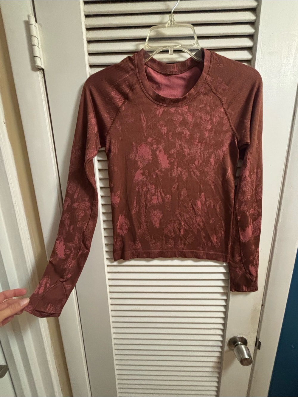 lululemon athletica Long-Sleeve Crew in Mauve and Brown Floral Wash